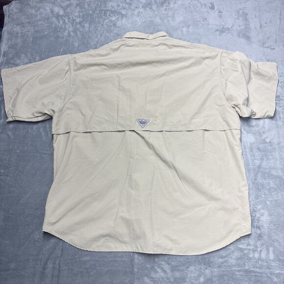 Columbia Shirt Mens 2X Beige Bahama PFG Fishing Button Up Omni Shade UPF 50 Read - Picture 6 of 10